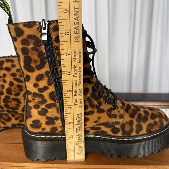 Leopard Print Platform Combat Boots - Brown - Picture 8 of 10